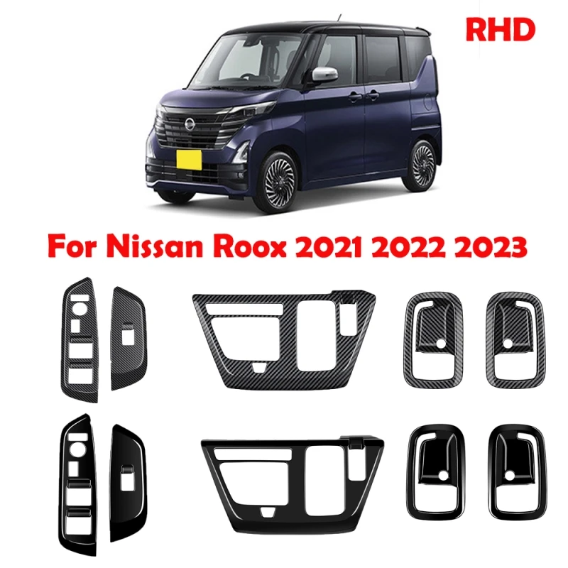 RHD For Nissan ROOX 2021 2022 2023 Central control Gear Shift Panel Decoration Inner door handle bowl window rise switch cover