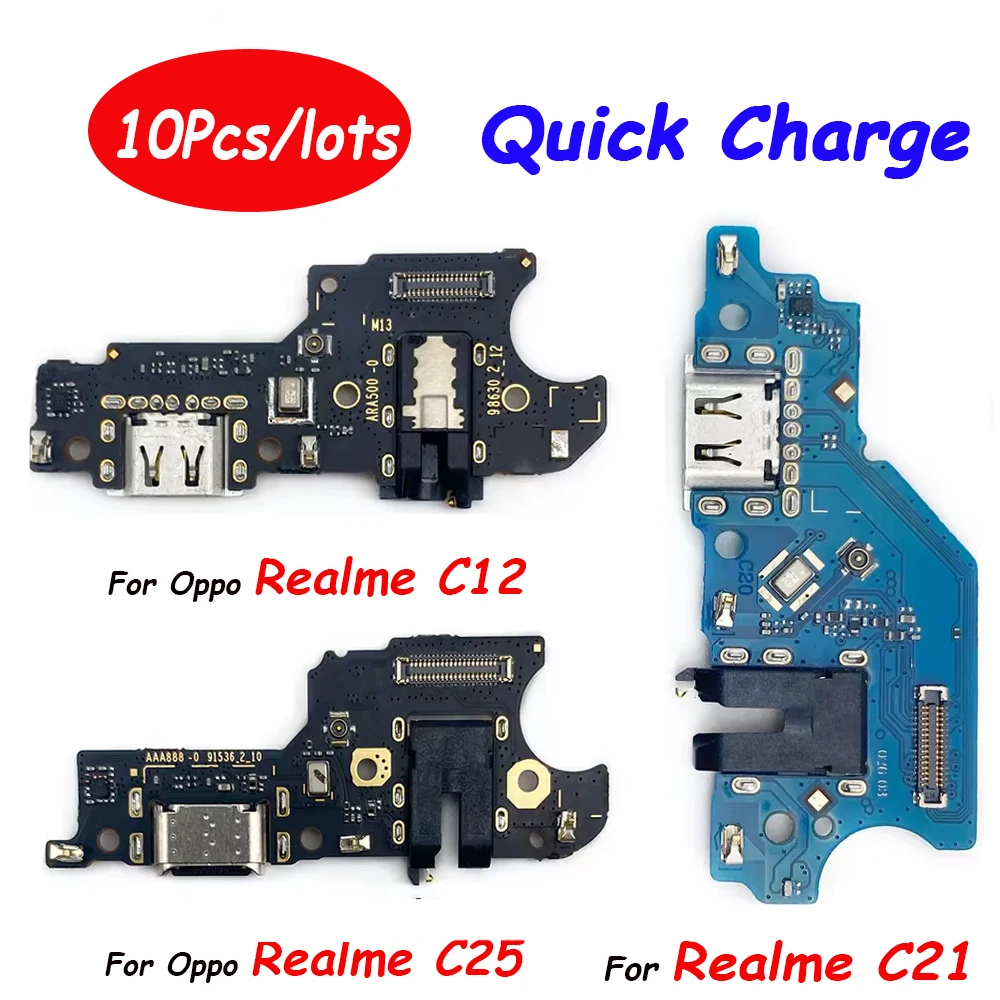 10Pcs，USB Dock Connector Charging Port Flex Cable For Oppo Realme 7 6 6i 5 5i 3 Pro C11 C20 C25 Charger Board With Mic Module