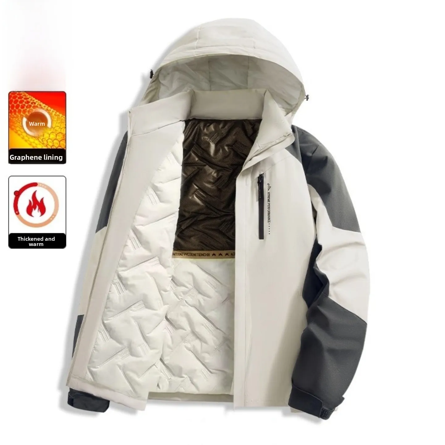 

Thiened Cotton Jaet Men's Winter New Sle Windproof Warm Coat ex Long Sve Zipper Closure Casual Outerwear Coat