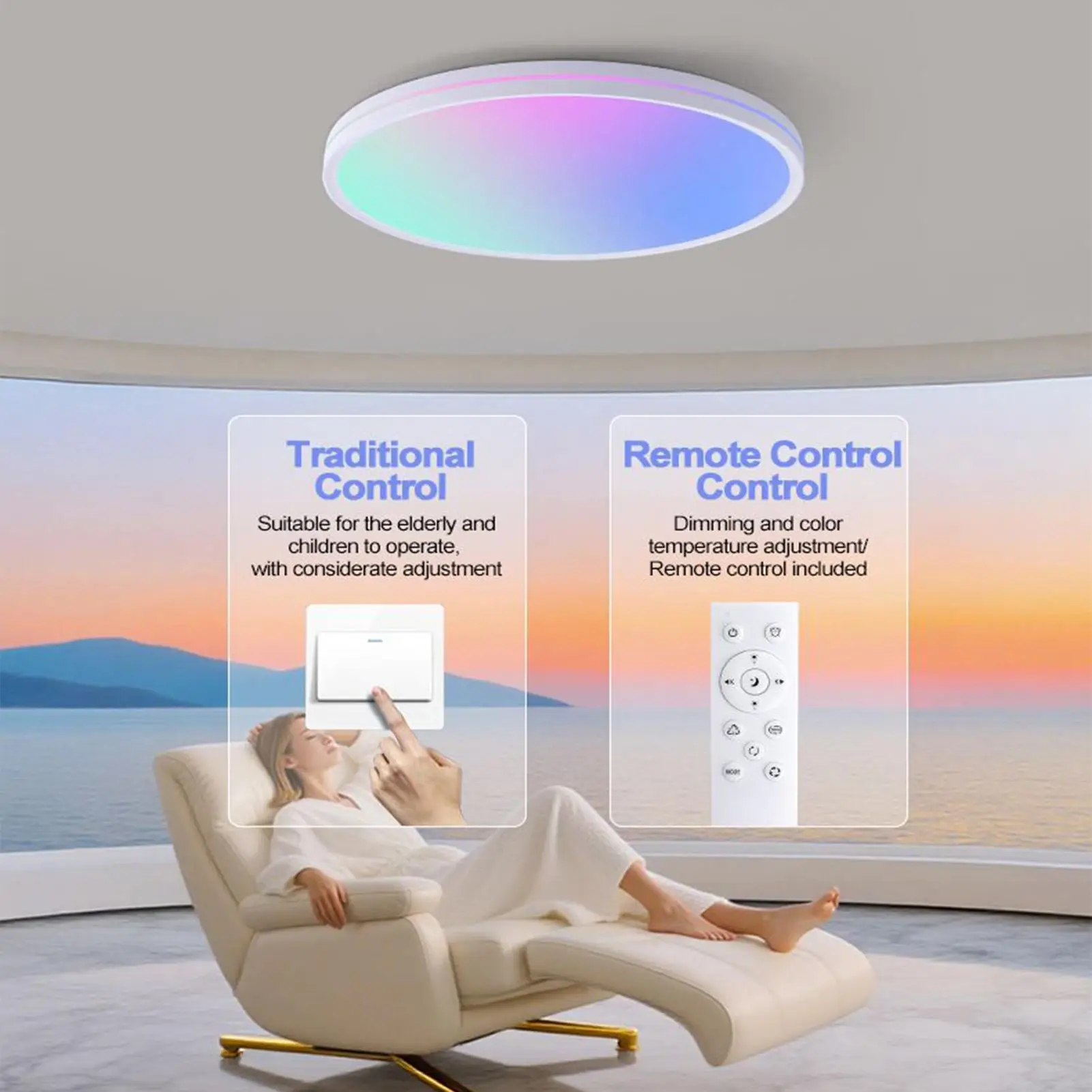 

Ceiling Light Dimmable Low Profile Ambient Light Fixture 48W Adjustable Brightness Ambient Lamp For Kitchen Nursery Game Room