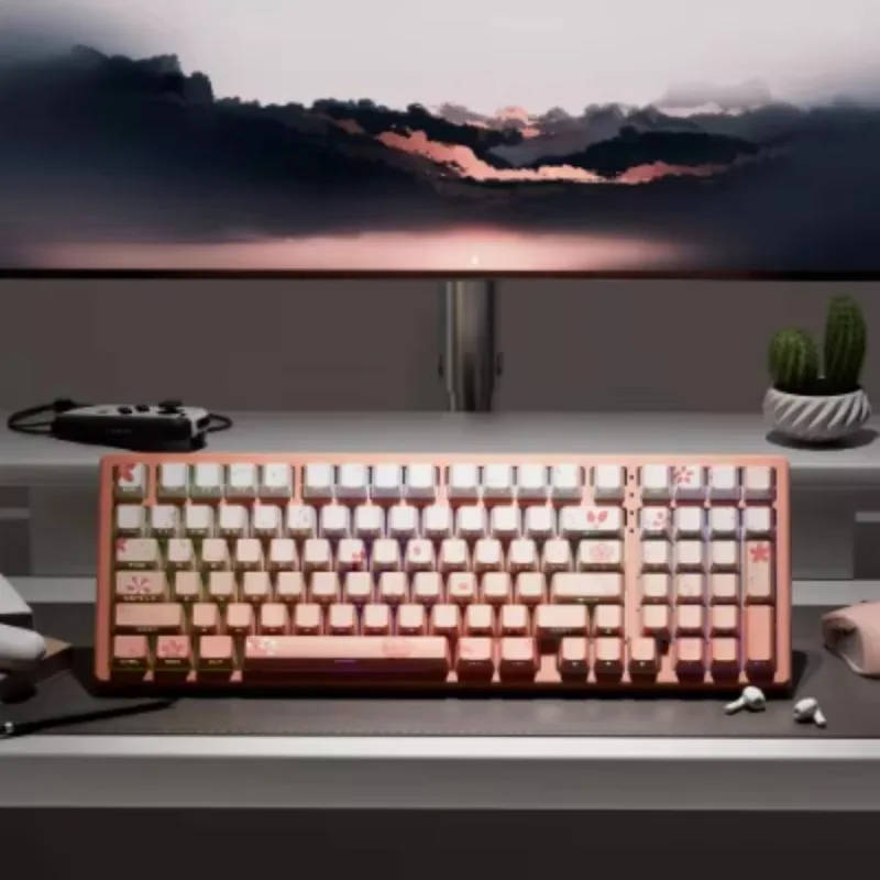 

Sakura colorful, pink side engraved light transmission personality sublimation keycap 61 68 75 84 87 104