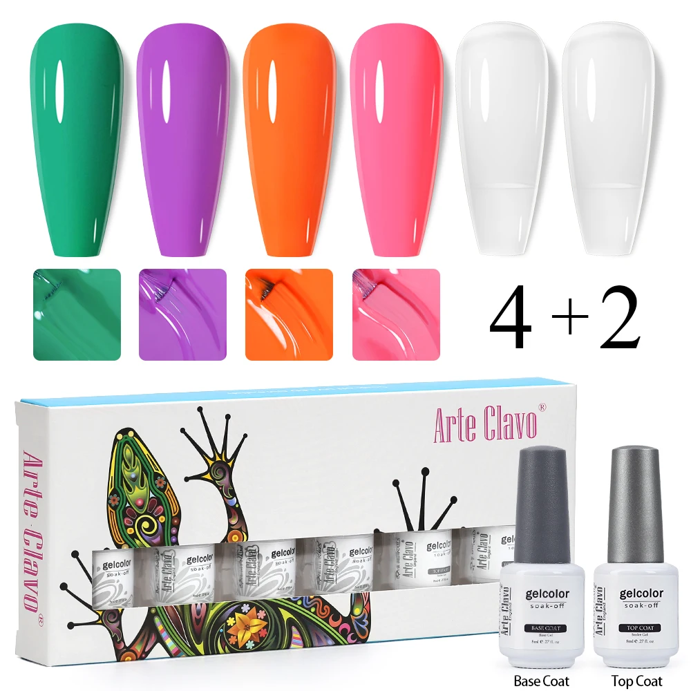 Arte Clavo-Kit de Esmalte de Gel para uñas, 6 colores, 8ML, suministros para uñas, Vernis semipermanente para manicura, juego de Esmaltes de Gel UV