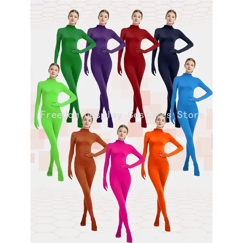 Adult Full Body Zentai Suit kids lady 3-18 years Spandex Second Skin Tight Suits Halloween Party Cosplay Costume Solid Colorx;2'