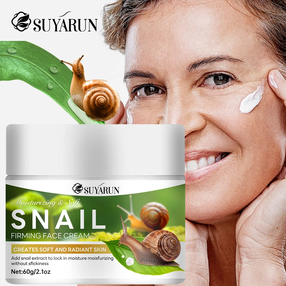 SUYARUN Crema reparadora de caracoles con aloe vera y squalano vegetal, hidratante antienvejecimiento, para todo tipo de piel.