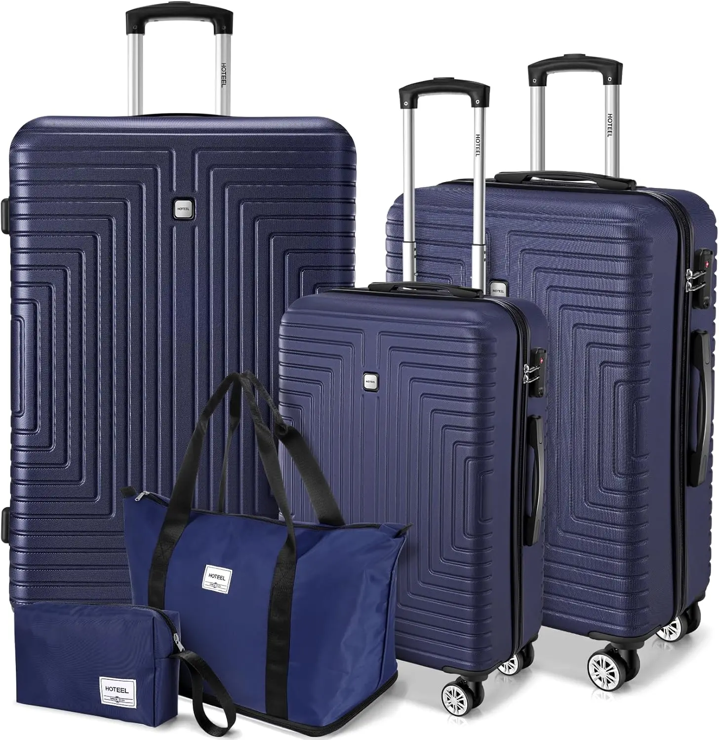 

HOTEEL Premium 5-Piece Travel Set, Expandable Hardshell Luggage with Spinner Wheels, Complete Family Suitcase Collection