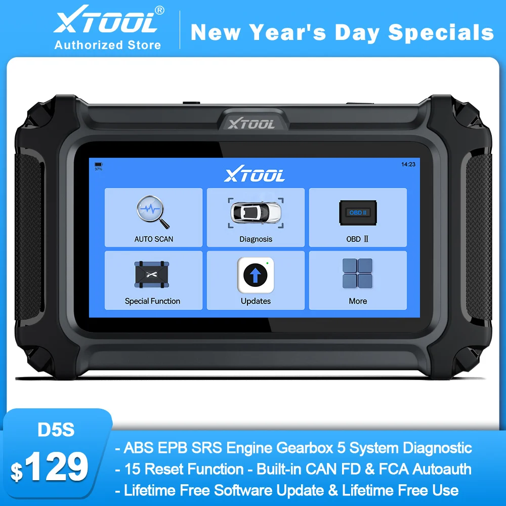 XTOOL D5S 5 System Car Diagnostic Tools With 15 Reset Services OBD2 Scanner Lifetime Free Update Auto ABS EPB SRS Engine AT Tool