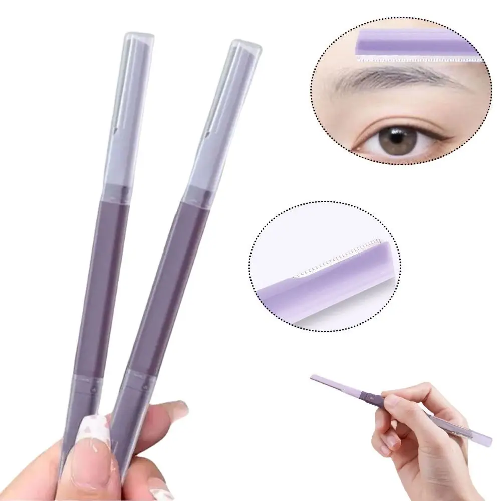 1/2 pezzi durevole trimmer per sopracciglia a doppia testa micro-focus con rete protettiva rasoio per sopracciglia kit di strumenti per trucco rasoio per il viso