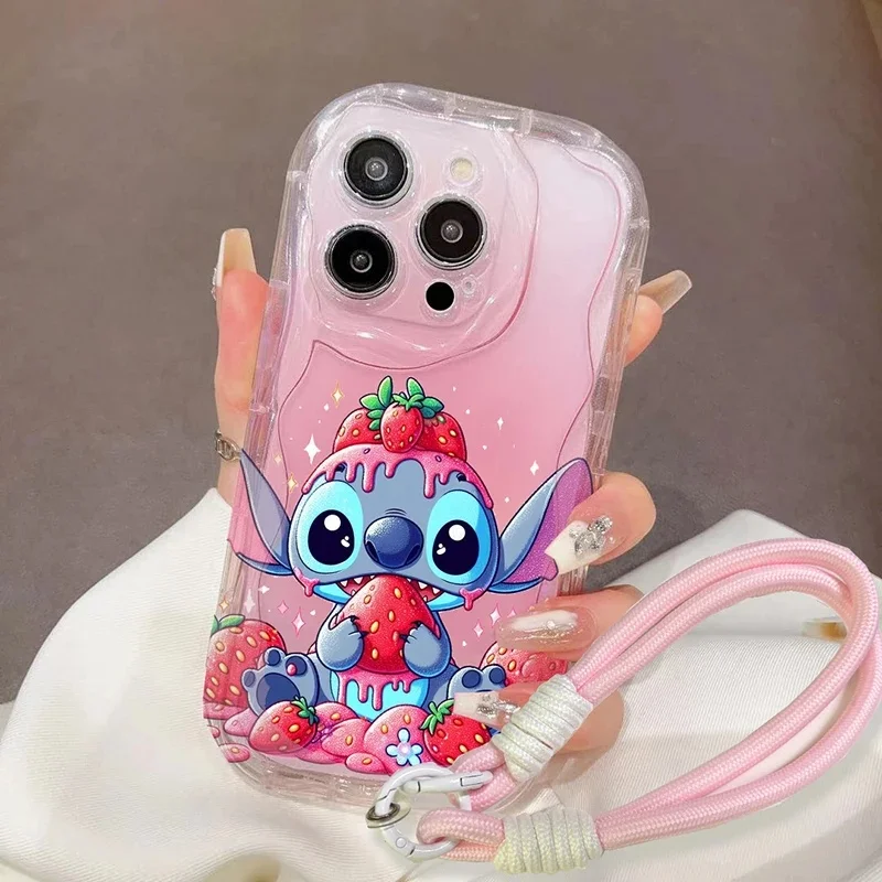 Stitch Lanyard Case For Infinix Hot 50 30i 40i 30 Play Note 30 40 50 Pro Plus GT 30 Pro Smart 9 8 7 Tecno Spark 20 20C Cover
