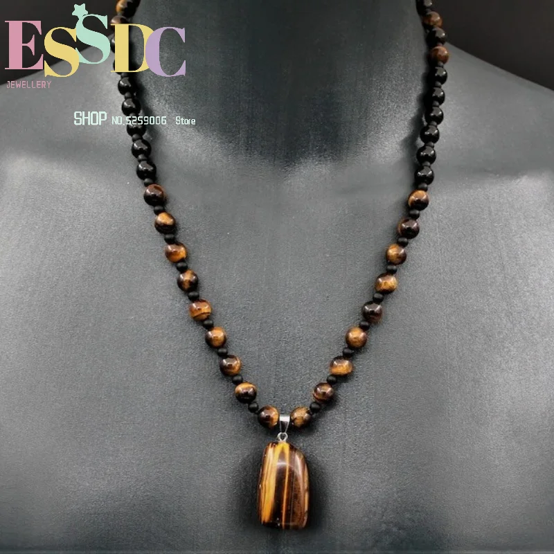 natural-tiger-eye-pendant-necklace-black-beaded-long-sweater-chain-unisex-best-selling-fashion-jewelry-boho-style