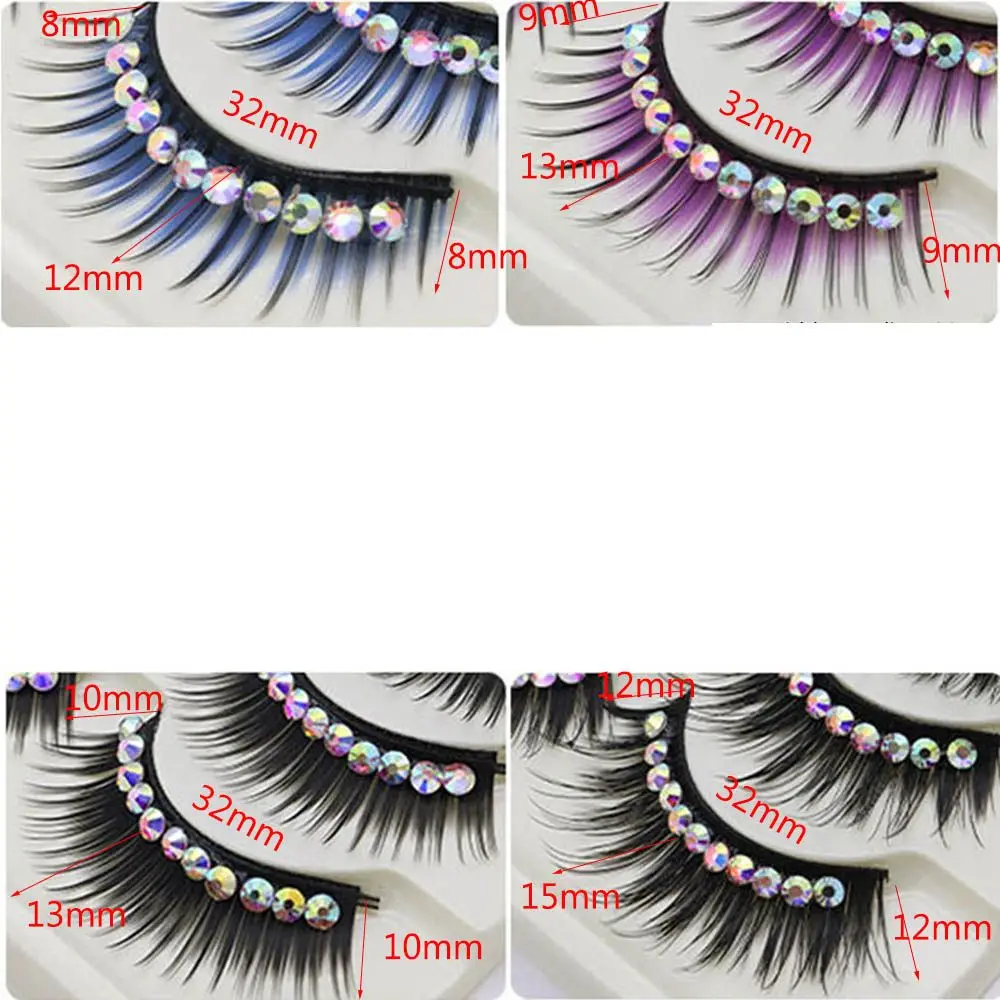 Faux Cils 3D avec Strass Brillants, Exagération Naturelle Réutilisable, Fibre Douce Dense, ixde Maquillage, 5 Paires par Boîte