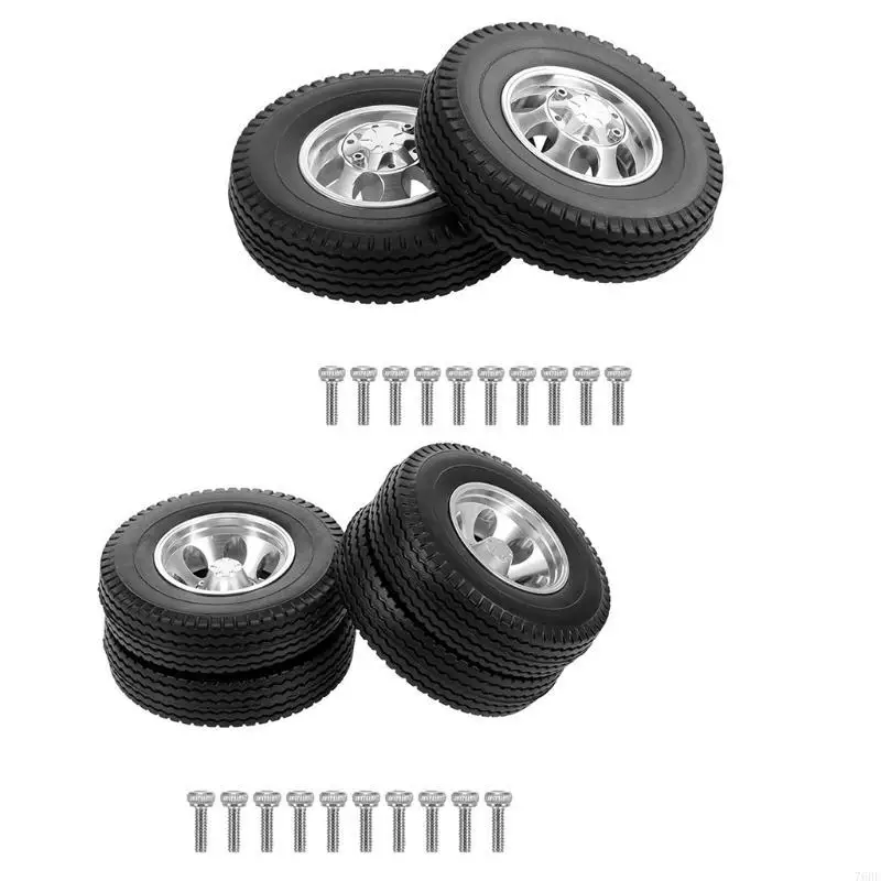 76HF Durable RC Crawler Wheel Hubs Rubber Tire Anti-Collision for 1:14 4WD RC Tamiya - view 2