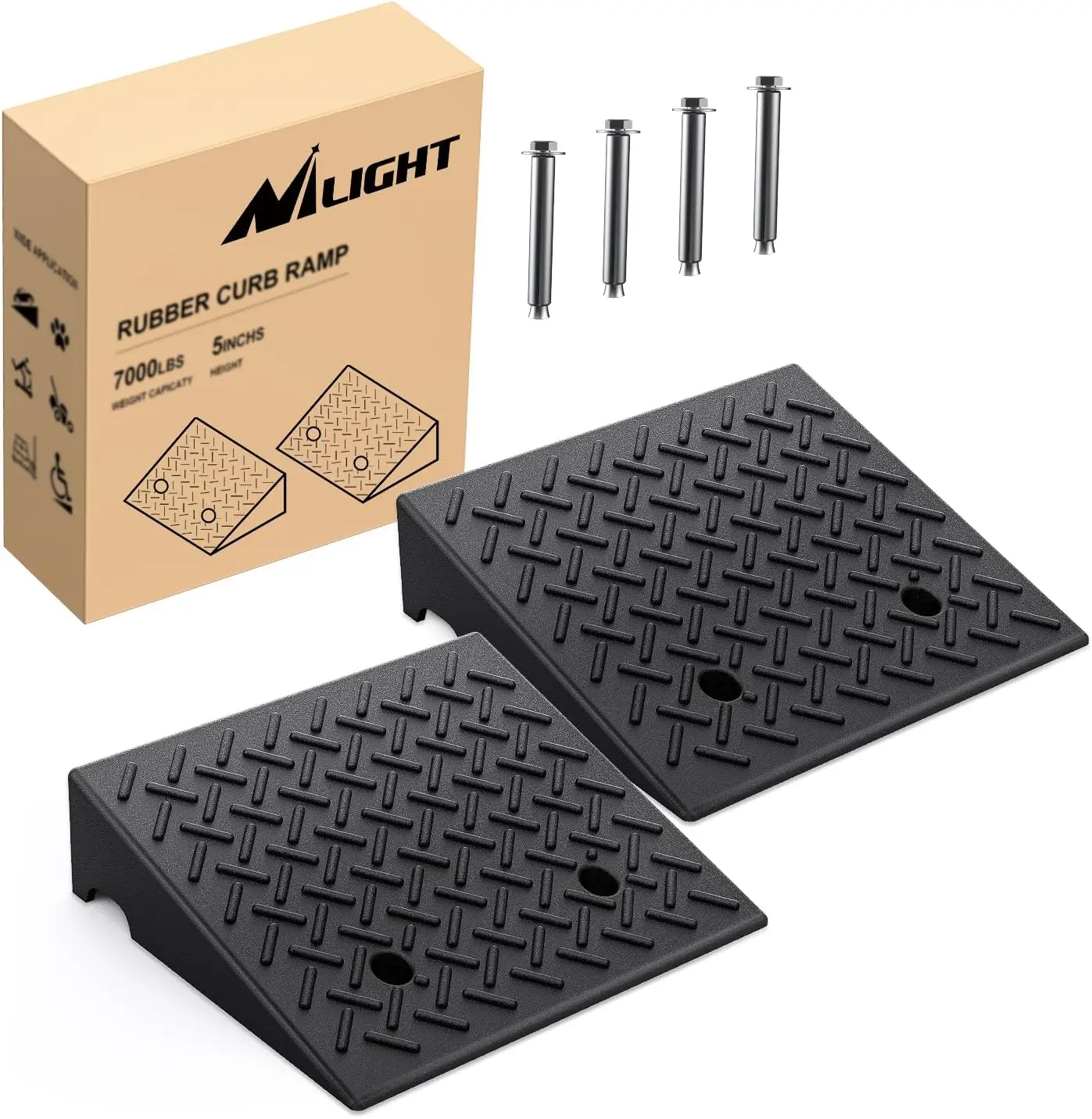 

Сверхмощные резиновые бордюрные пандусы, высота 5 дюймов, грузоподъемность 7000 фунтов, портативные пандусы для подъездной дороги для автомобилей, инвалидных колясок, скутеров