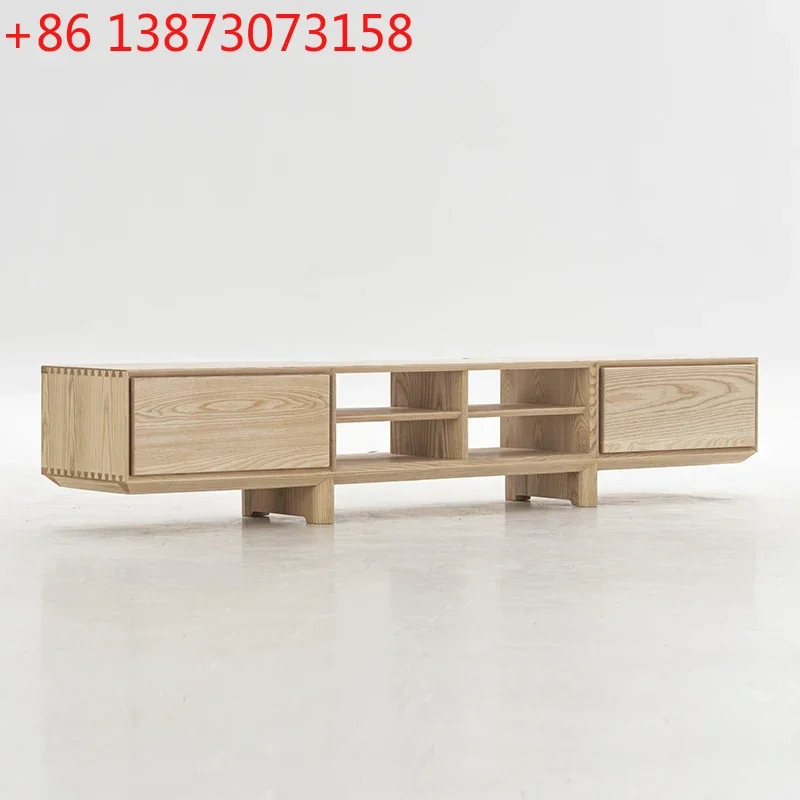 Peninsula TV cabinet, all solid wood retro living room, audio and video cabinet, locker, modern simple wabi- wind
