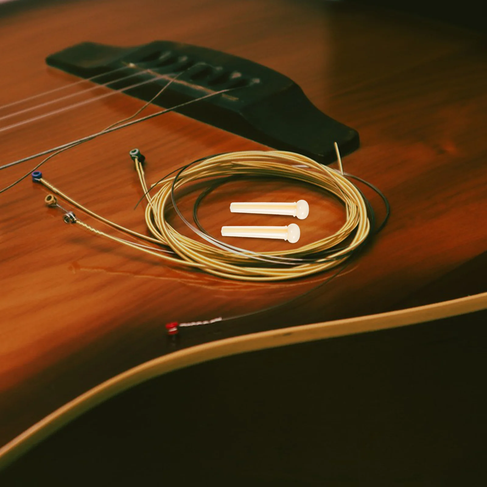 

6Pcs Acoustic Guitar Bridge Pins Brass Tone Pin Replacement Parts Portable Fit Standard 6 String Guitar Sustain Brightness