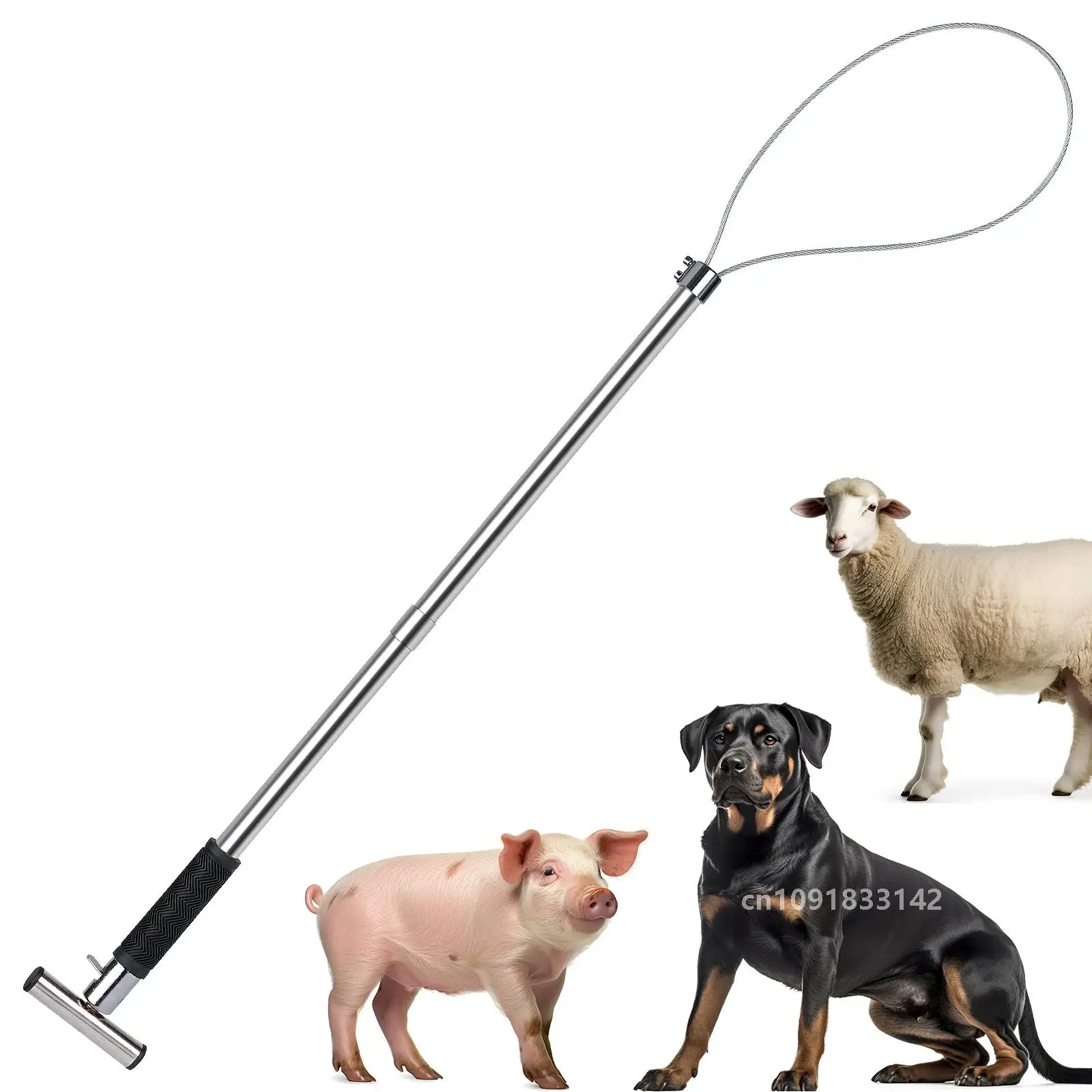 

33 Inch Stainless Steel Animals Pig Catcher Pole Thickness Wire Rope Animal Catch Pole Stretchable Handle Efficient Easy To Use