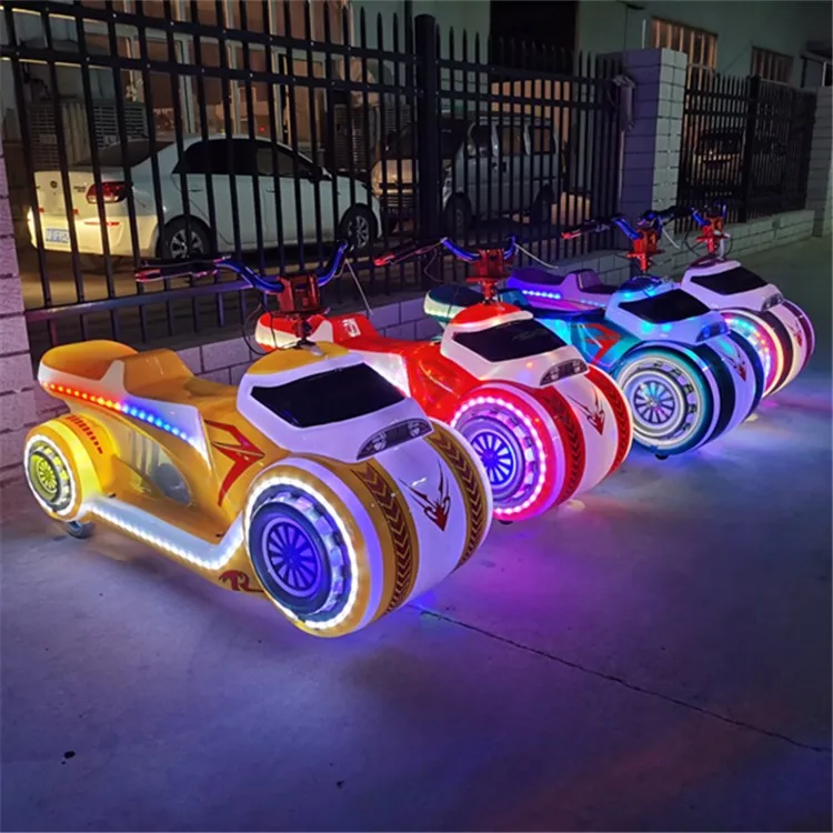 New Park Stall Double Electric Toy Car Children's Business Amusement Equipment Battery Fiberglass Motorcycles Bumper Playground