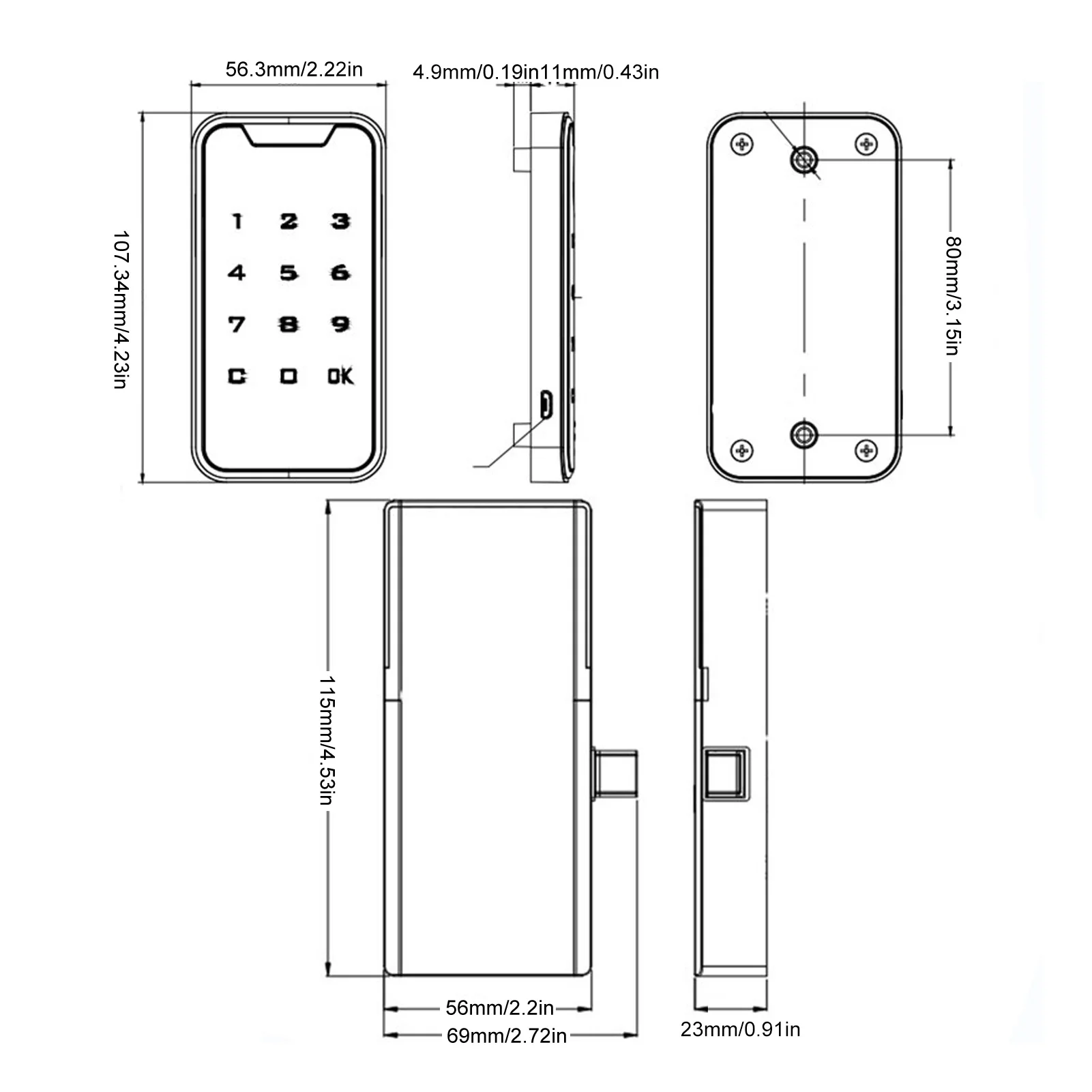 Digitale elektronische codierte Sperre sichere Touchscreen-Passworts perre für Schrank Mailbox Datei Sauna Schublade Schule Schließ fächer