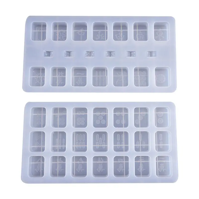 Crystal Epoxy Chinese Mahjong Mould High Mirror Silicone Mold DIY Baking Mould