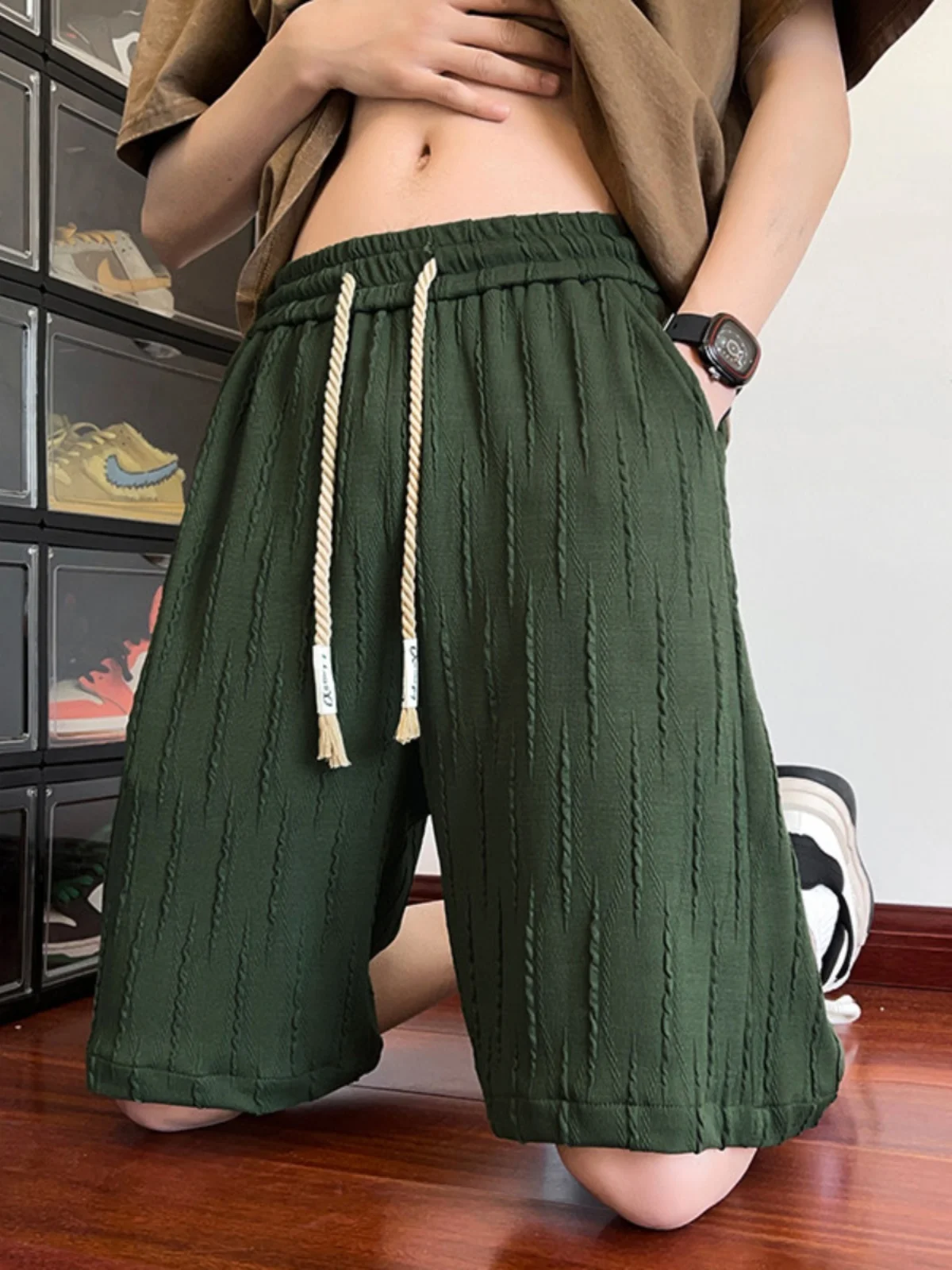 

Мужские летние тонкие повседневные свободные спортивные шорты American Sle, модные брендовые брюки больших размеров для подростков, дышащие, длиной до колена