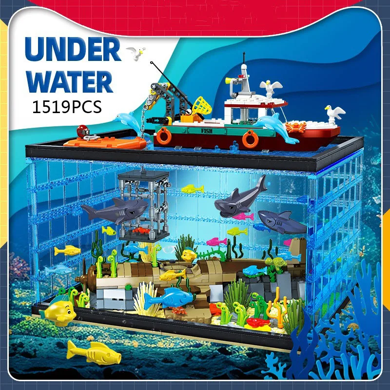 Creative Marine Life Exploration Scene Building Block Ocean Underwater World Model Construction Brick Toy Collection For Gifts