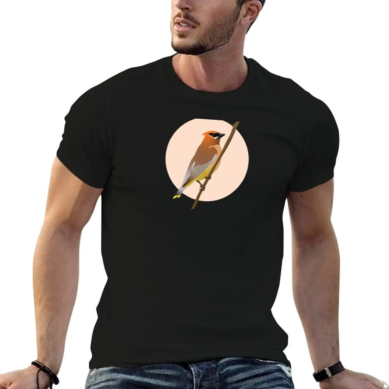 Camiseta Cedar Waxwing, camiseta de algodão, camisetas pack man para homens, camisetas casuais para homens, camiseta de algodão