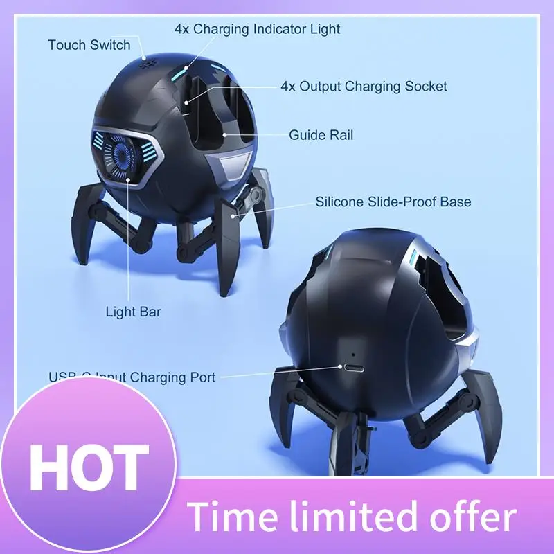 ABFN-4-In-1 Joy-Con شاحن قبضة لنينتندو سويتش و OLED ل NS أذرع التحكم في ألعاب الفيديو مؤشر LED جهاز شحن محطة