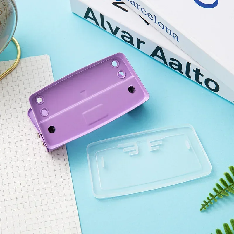 Mini 2-Hole Punching Machine DIY Hole Punching Detection Book Page Stitcher Office Stationery Macaron Color