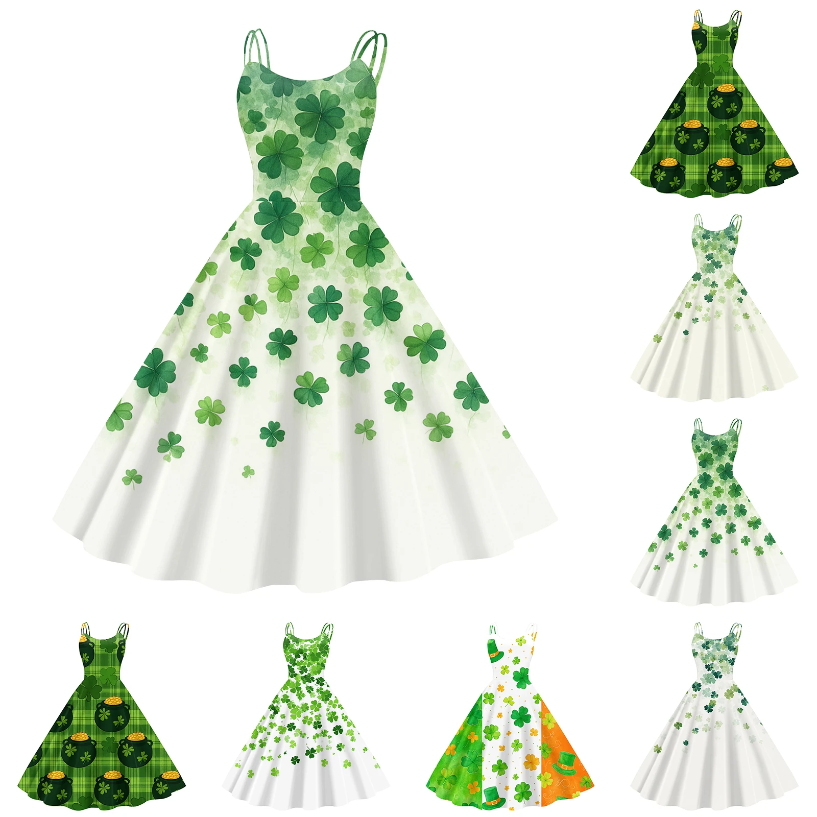 女性のドレス聖パトリックの日プリントファッションカジュアルセクシーなオフショルダーパンクレトロドレス A ラインホリデードレス女性のための