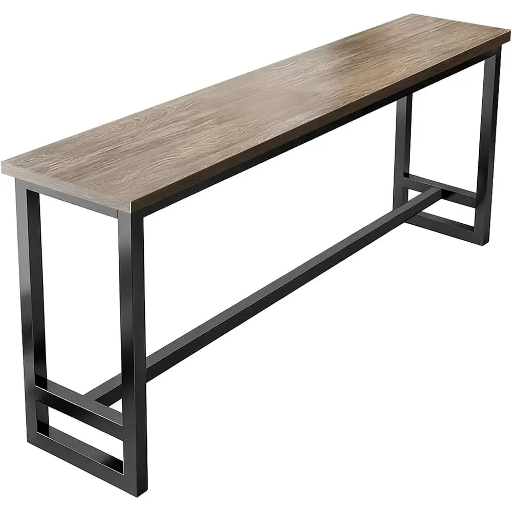 

Gray Oak High Top Narrow Bar Table with Storage for Kitchen, Restaurant, Living Room, and Coffee Shop - 63x15.8x41