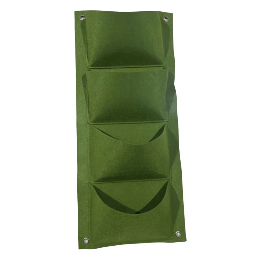 4 Pockets Hanging WallGrow Bag Durable Big Size Vertical Greening Bag Breathable Foldable Hanging Vertical Wall Planter