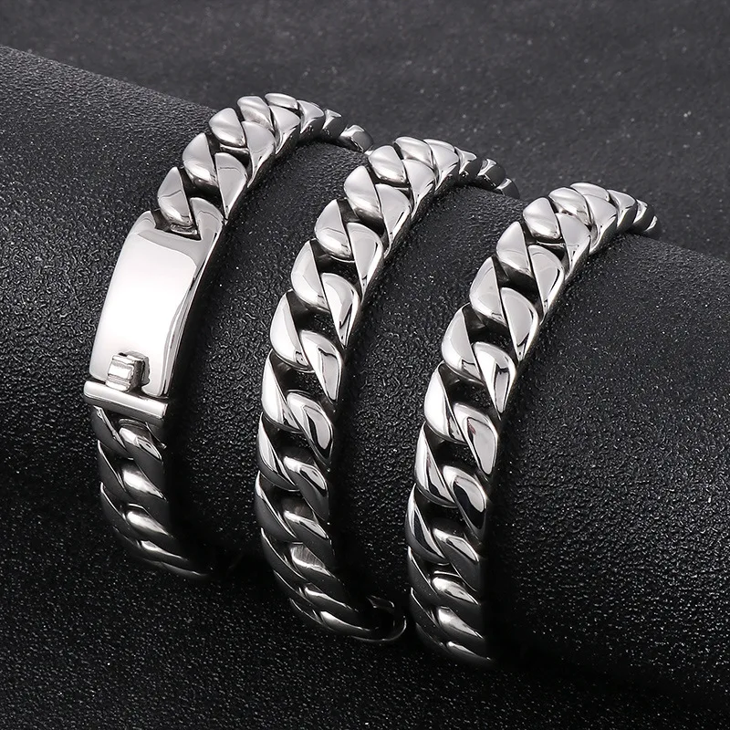 Biker Stainless Steel 12mm 24inch Miami Cuban Chain Mens Necklace Fashion Gifts Blue Gold Silver Black