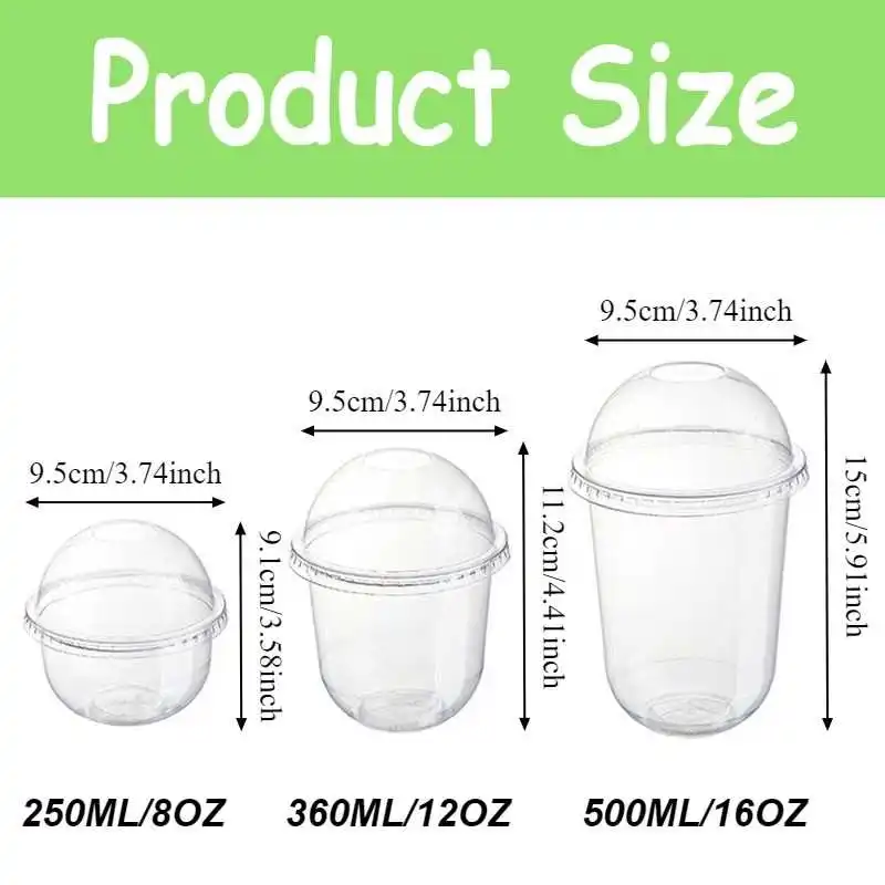 50PCS U Shape Cups Clear Plastic Dessert Cups With Lids U Shape Cups Disposable Fruit Cups Pudding Cups Parfait Ice Cream Party