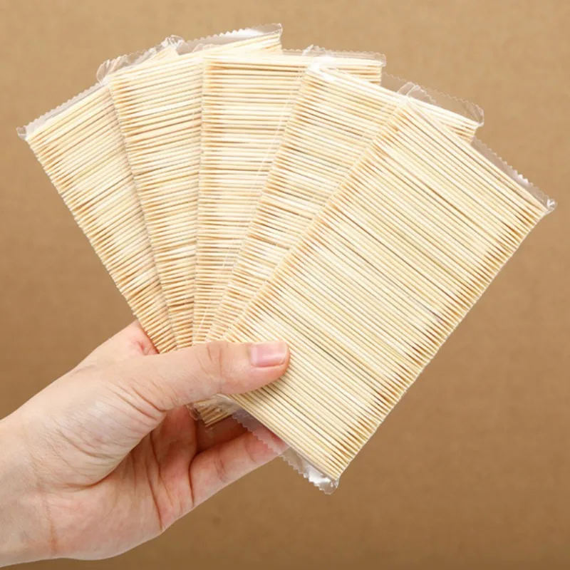 200PCS/Pack Disposable Toothpick Natural Bamboo Double Headed Toothpick Portable Oral Cleaning Tool Kitchen Restaurant Hotel