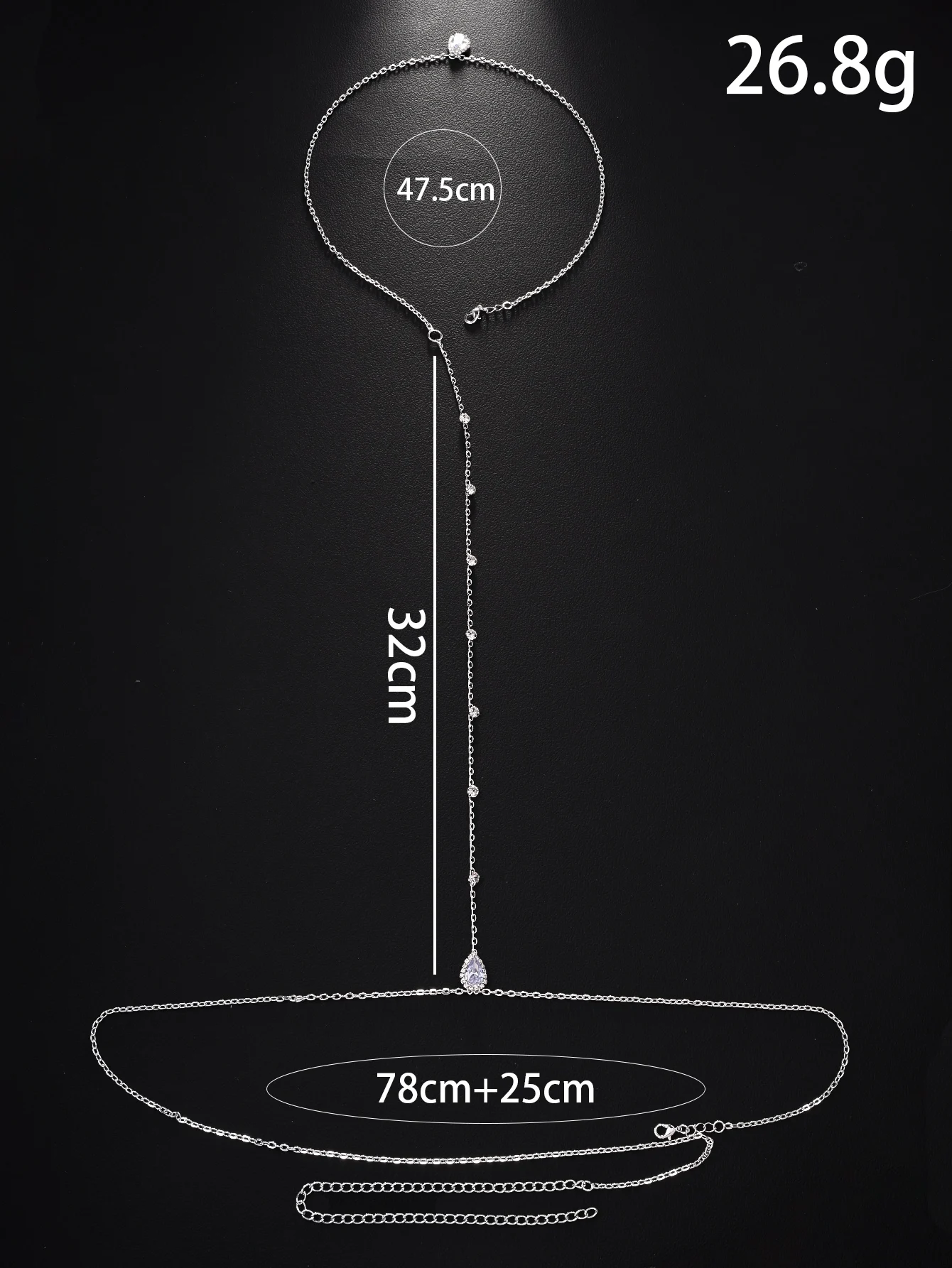 حار نمط الزركون سلسلة الظهر فستان زفاف العروس الأزياء الخفيفة الفاخرة قلادة الظهر سلسلة الجسم المتكاملة كل مباراة #6