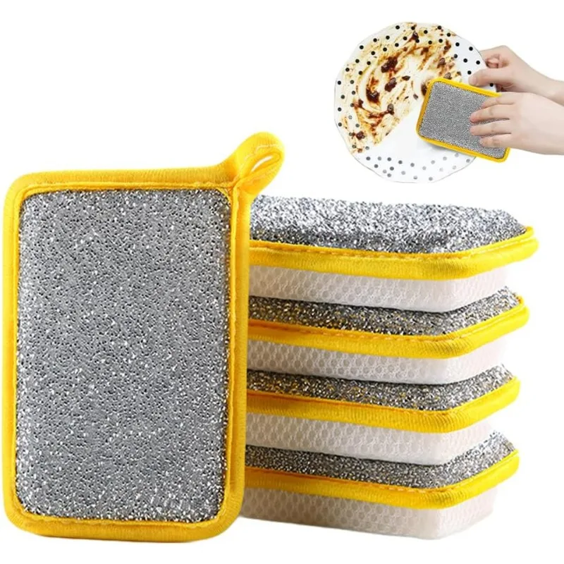 Spugna per piatti 5X Spugna per pulizia Cuscinetti assorbenti riutilizzabili Lavapiatti a doppia faccia Salviette per Pan Lavastoviglie Casa
