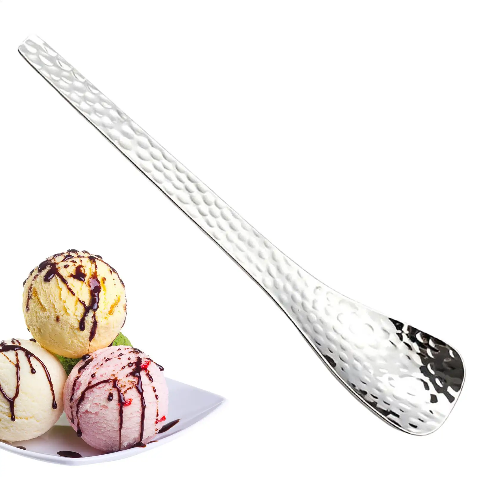 Dessert Spoon Long Handle Stainless Steel Cake Spoon Jar Ice Cream Spoon Mixing Yogurt Oatmeal Spoon Exquisite Coffee Spoon