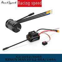 Hobbywing EZRUN MAX10 G2 80A/140A 2-3S Waterproof Brushless ESC & 3652/3665 SD G3 Sensored Brushless Motor for 1/10 RC Car Truck