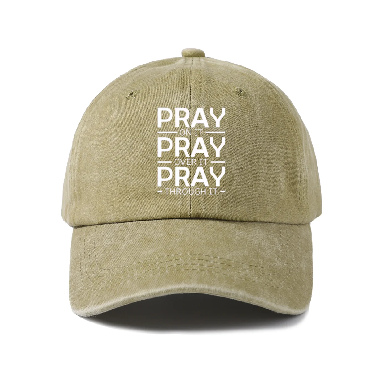 Pray Repeat Quote Graphic Baseball Cap, Vintage Washed Adjustable Unisex Dad Hat, Casual Gift
