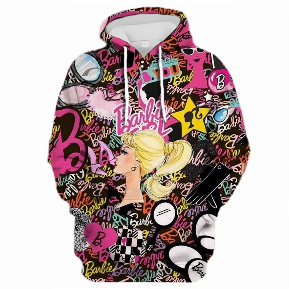 Barbie felpa con cappuccio stile autunno e inverno Ins giacca allentata Anime Kawaii felpa per abbigliamento donna regali di compleanno muslimah