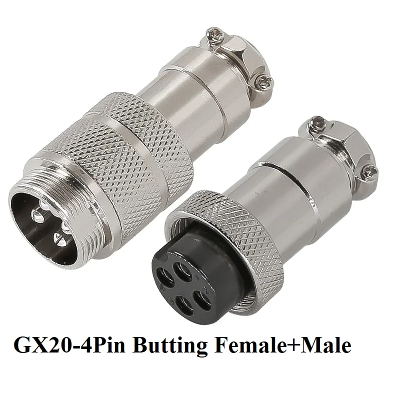 GX20-4Pin Butting Aviation Circular Socket Male Add Female 20mm Docking Wire Panel Connector