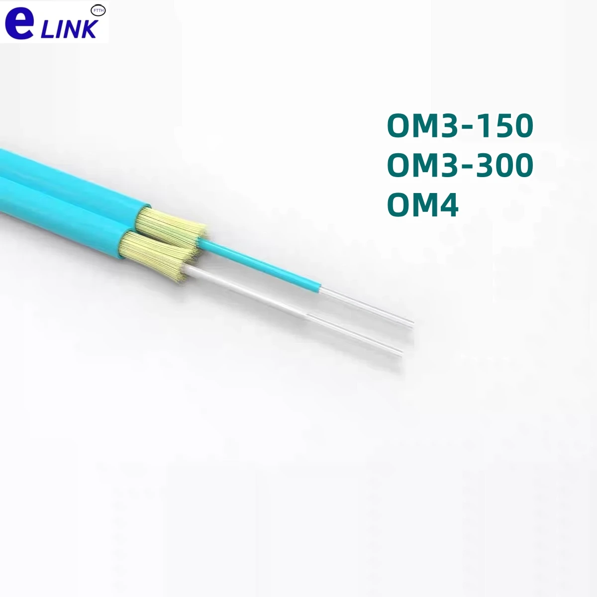 fiber optic cable OM3 OM4 duplex 100m 2mm 3mm aqua indoor for fiber patchcords dual cores ftth wire ELINK