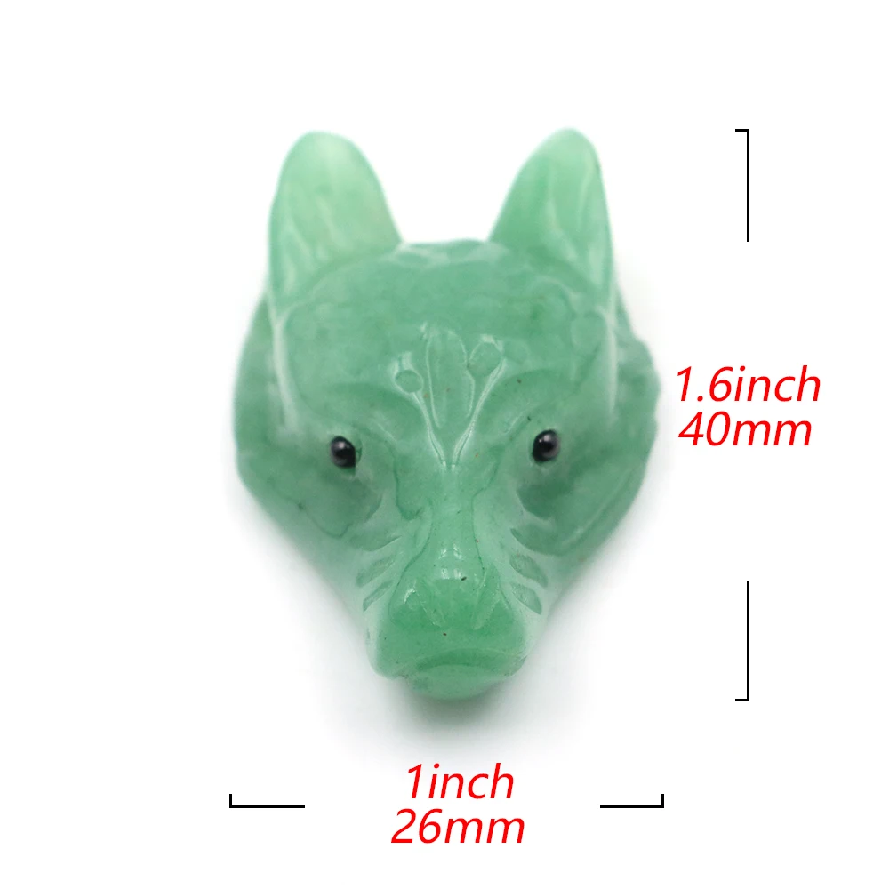Natural Stone Carved Wolf Head Pendants Healing Crystal Reiki Decor Gemstone Accessories Diy Handcrafts Jewelry Necklace Gifts