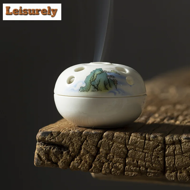 Dehua White Porcelain Plate Incense Burner Household Indoor Ceramic Sandalwood Agarwood Desktop Decoration Aromatherapy Furnace