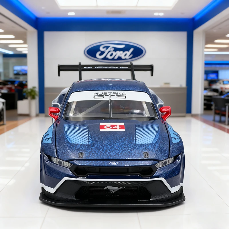 Novo 1:24 ford mustang gt liga modelo de carro de corrida som e luz puxar para trás brinquedo das crianças colecionáveis presente aniversário