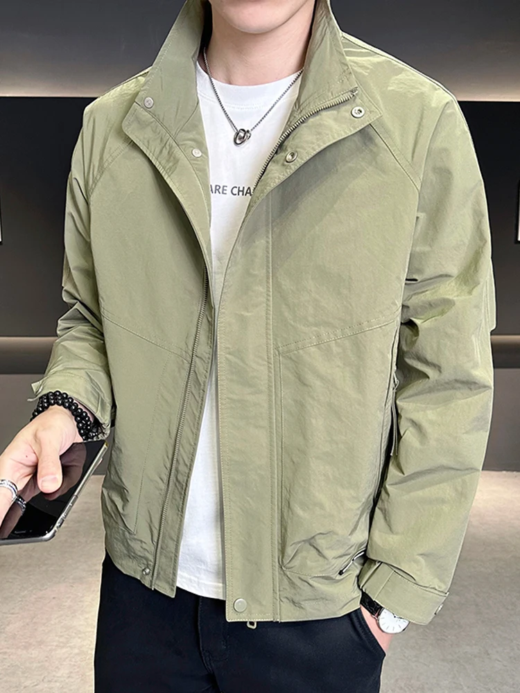 

Мужская приталенная куртка, весенне-осенняя новинка, модная рабочая одежда с воротником-стойкой, верхняя одежда, высококачественное платье Haome