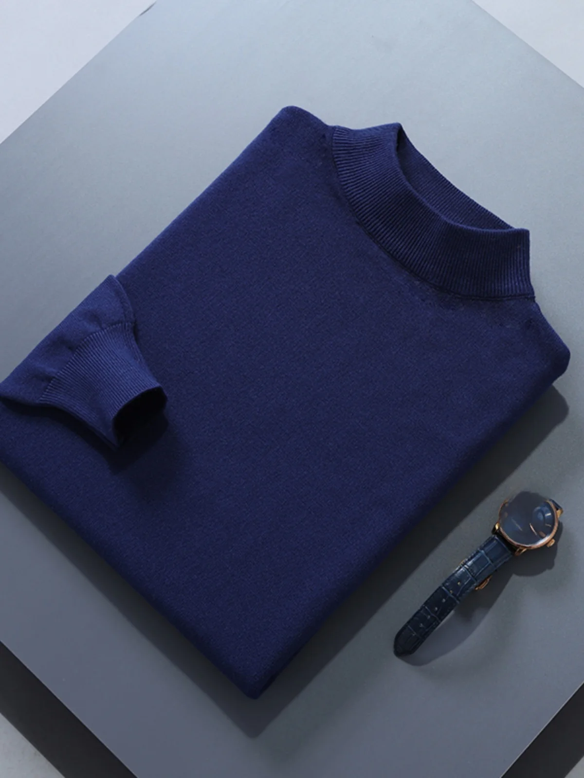 

Men's Thiened Large Size Loose Knitted Wool Sweater round Ne f High Collar Autumn Winter Casual Comfortable Breathable