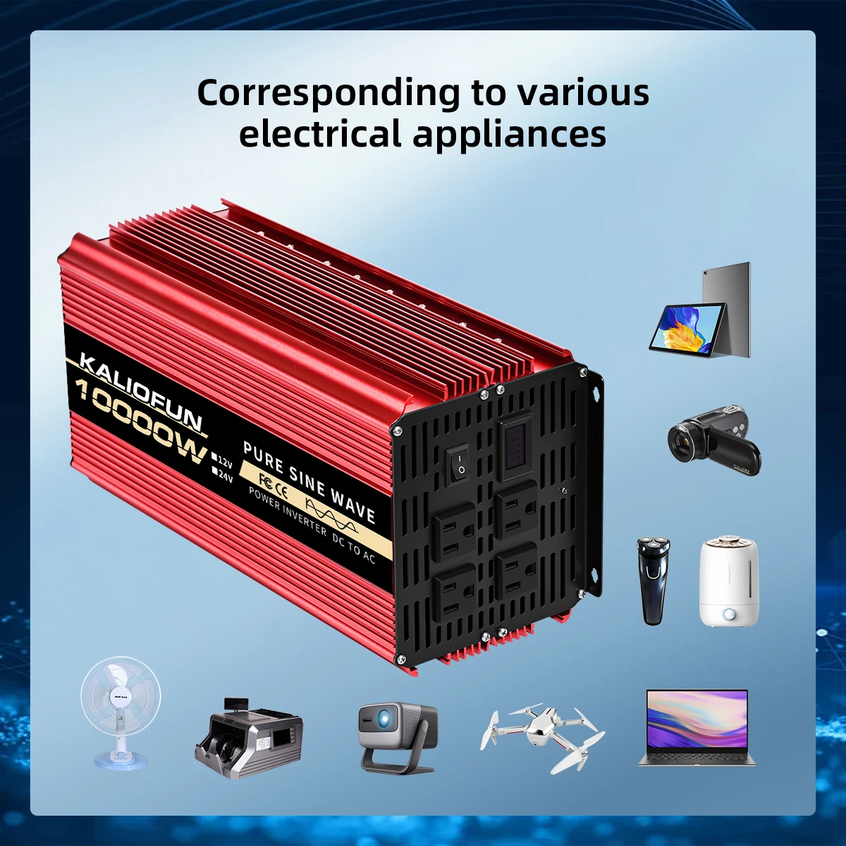 مقبس الولايات المتحدة 12 فولت إلى التيار المتناوب 110 فولت 60 هرتز محول موجة جيبية نقية قوة السيارة 1600 واط/6000 واط/10000 واط محول الجهد المحمول مع LED #6