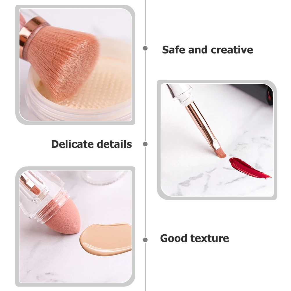 Set di pennelli per trucco 3 in 1 Strumento per l'applicazione del fard per fondotinta in polvere portatile compatto per trucco liquido da viaggio professionale