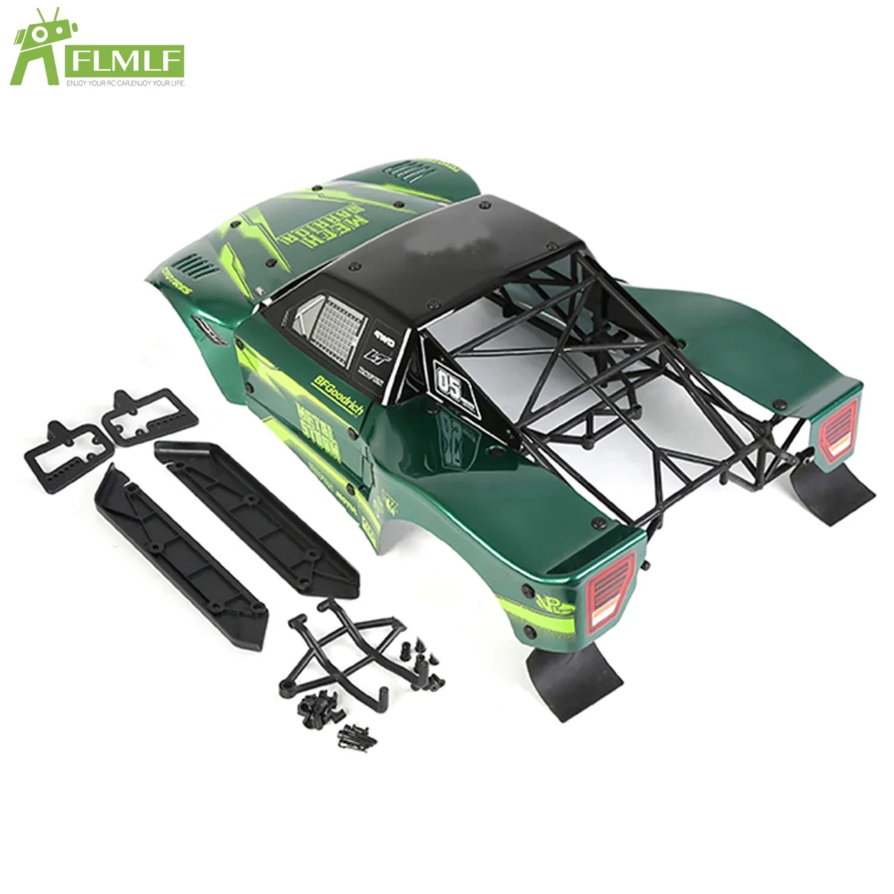 FLMLF Rc Car Shell Body and Roll Cage Set for 1/5 Hpi Rofun Baha King Motor Rovan Baja 5T 5SC Modification and Upgrade LT Parts