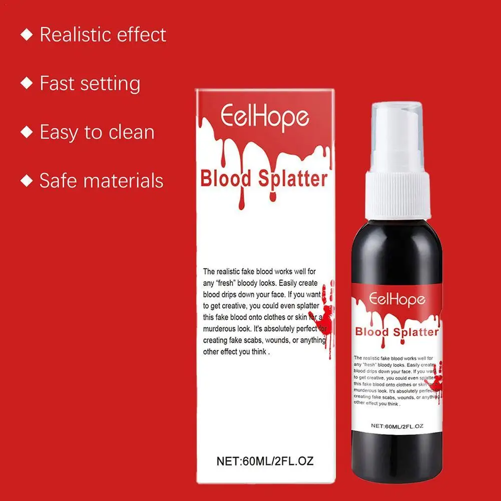 Halloween Decoration Ultra-Realistic Fake Blood Spray Party Makeup Zombie Teeth Plasma Paint Hematopoietic Props